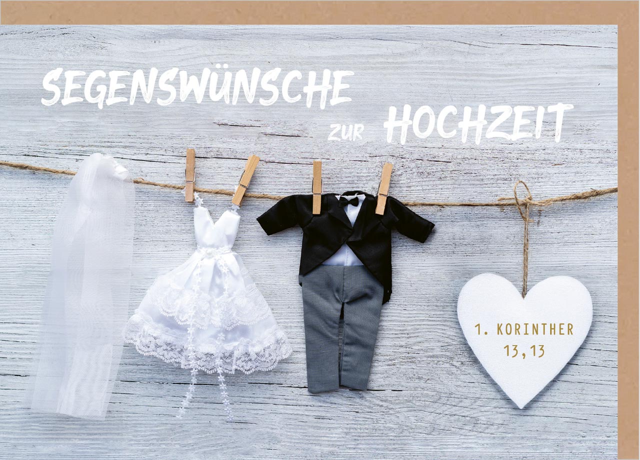 Faltkarte Hochzeit Wäscheleine