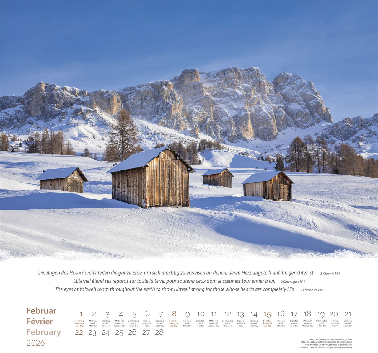 Berge-Montagnes-Mountains 2026 - Wandkalender Berge-Montagnes-Mountains 2026 - Wandkalender