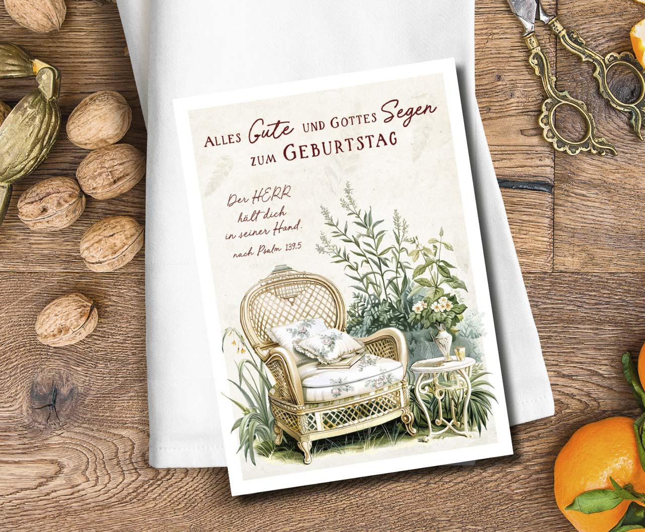 Postkarte gemütlicher Sessel