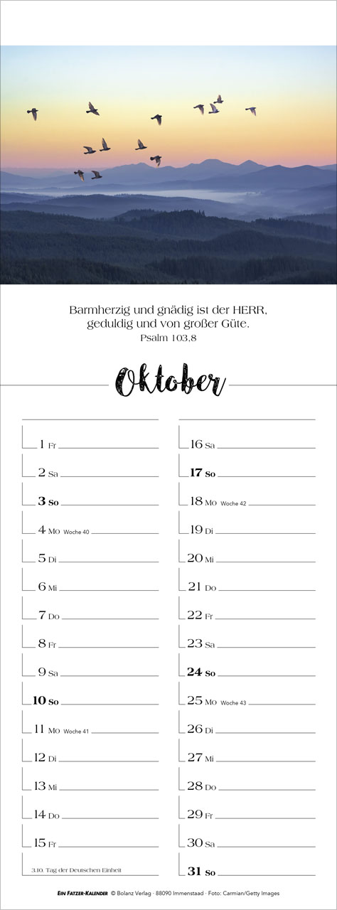 Denk dran 2027 – Streifenterminkalender