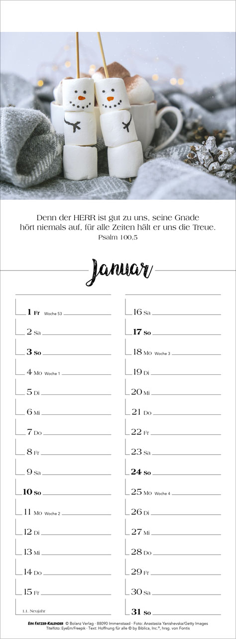 Denk dran 2027 – Streifenterminkalender