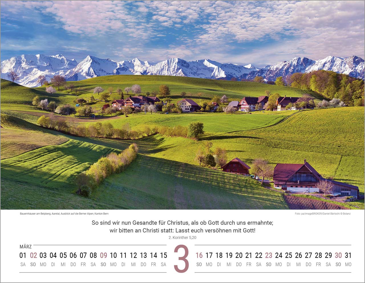 Schweizer Bergwelten Wandkalender 2025