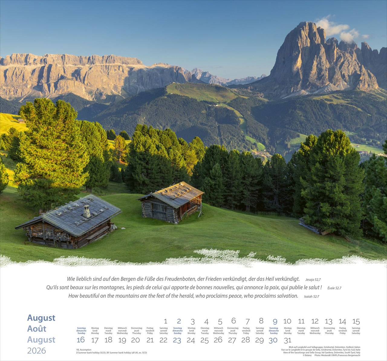 Berge-Montagnes-Mountains 2026 - Wandkalender Berge-Montagnes-Mountains 2026 - Wandkalender