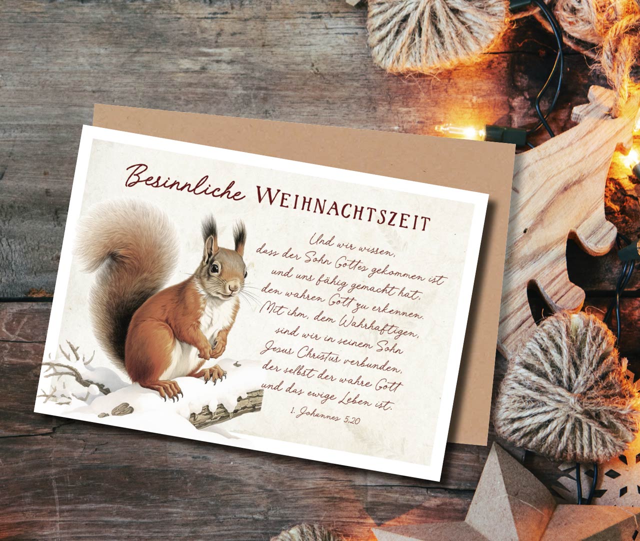 Faltkarte Weihnachten Eichhörnchen im Winter