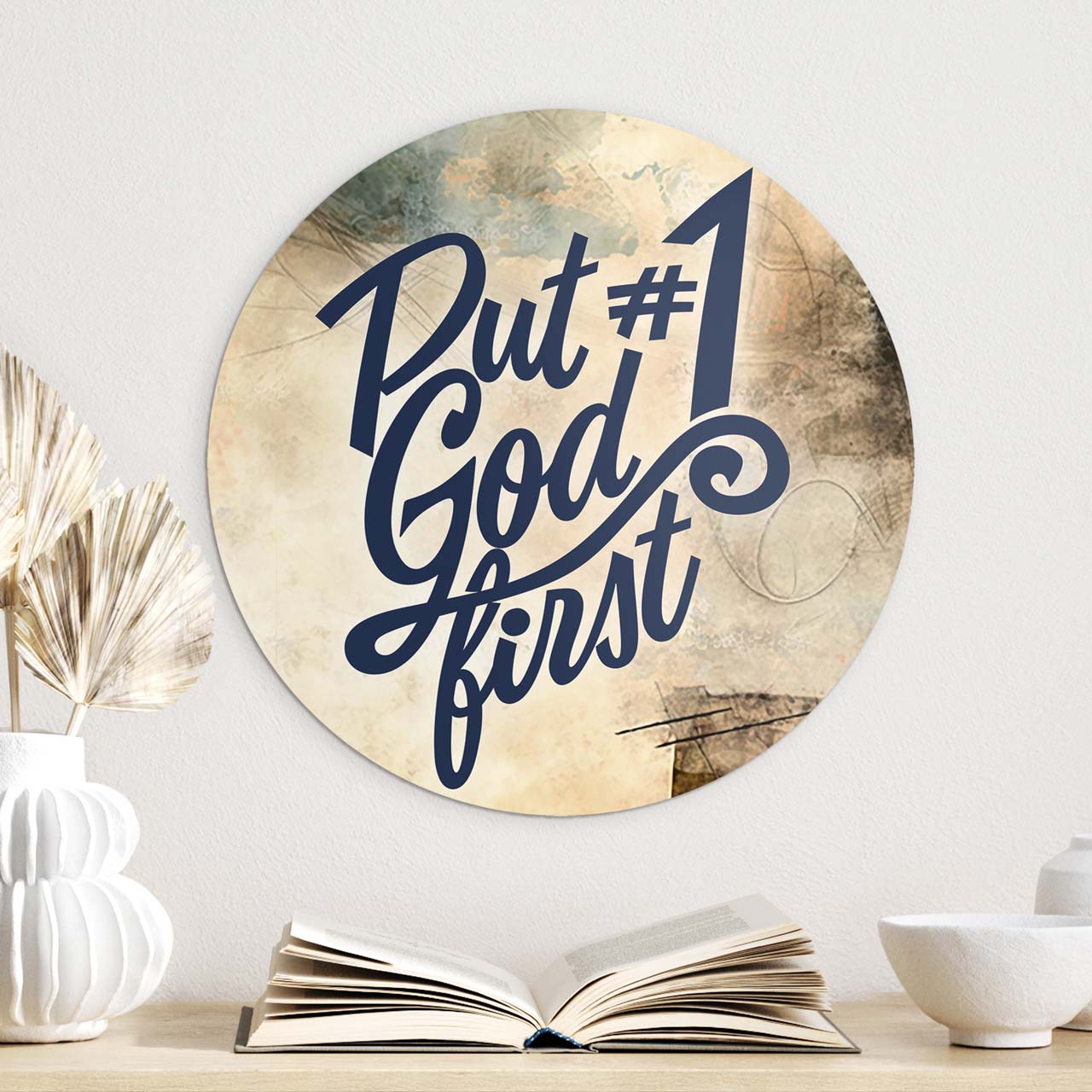 Wandschmuckbild God first 40 cm