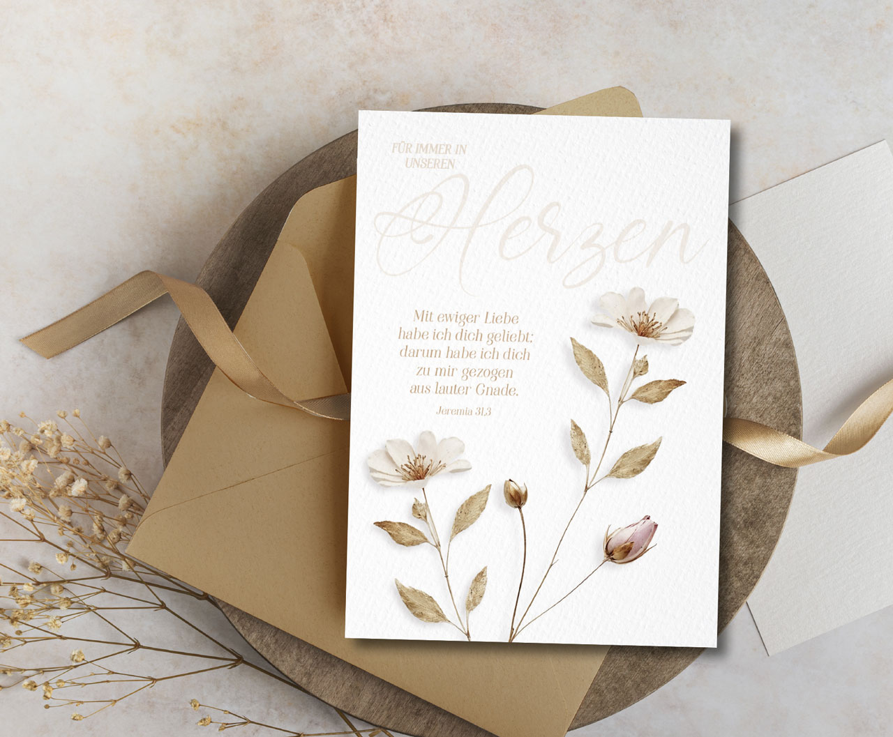 Faltkarte Trauer immer in unseren Herzen