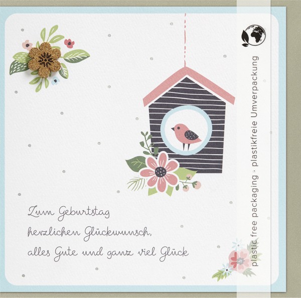 Faltkarte Vogel in Vogelhaus K