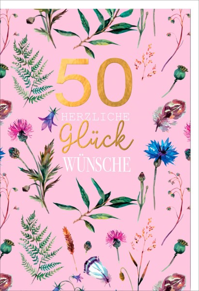 Doppelkarte 50 Blüten Glückwünsche