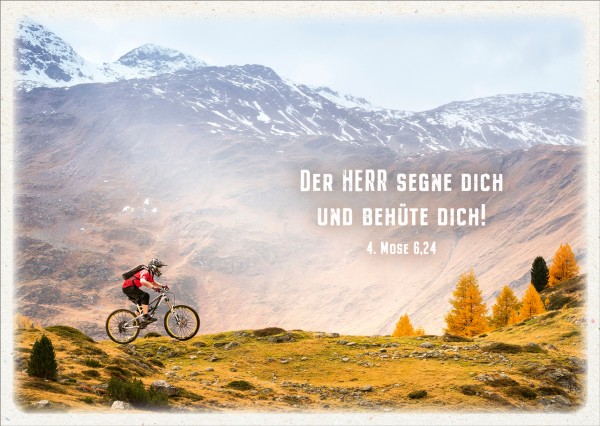 Postkarte Der Herr segne dich - Mountainbiker - 4. Mose 6,24