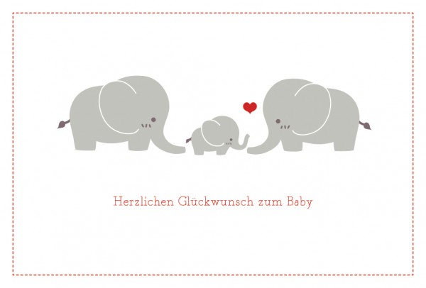 Doppelkarte Elefanten Familie