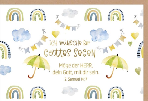 Faltkarte Gottes Segen Regenschirme GF