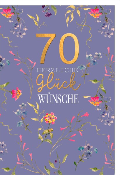 Doppelkarte 70 Blüten Glückwünsche