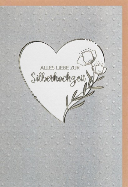 Faltkarte Alles Liebe zur Silberhochzeit Blumenherz