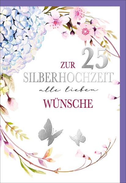 Faltkarte 25 Zwei silberne Schmetterlinge