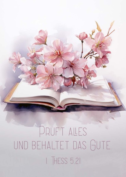 Postkarte Jahreslosung Bibel mit Blüten