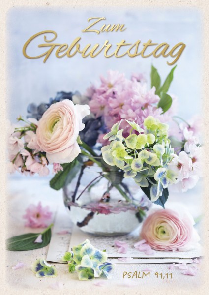 Postkarte Blumen / Zum Geburtstag