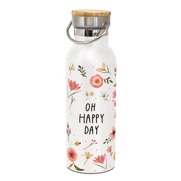 Edelstahl-Isolierflasche 'Oh Happy Day'